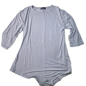 Classic Fashion Collection Tunic Asymmetrical Three Quarter Sleeves Large Purple